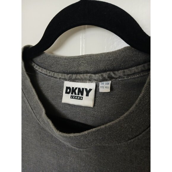 Vintage DKNY Spellout Graphic T Shirt Adult OSFA Cotton Made USA Short Sleeve - Picture 9 of 12